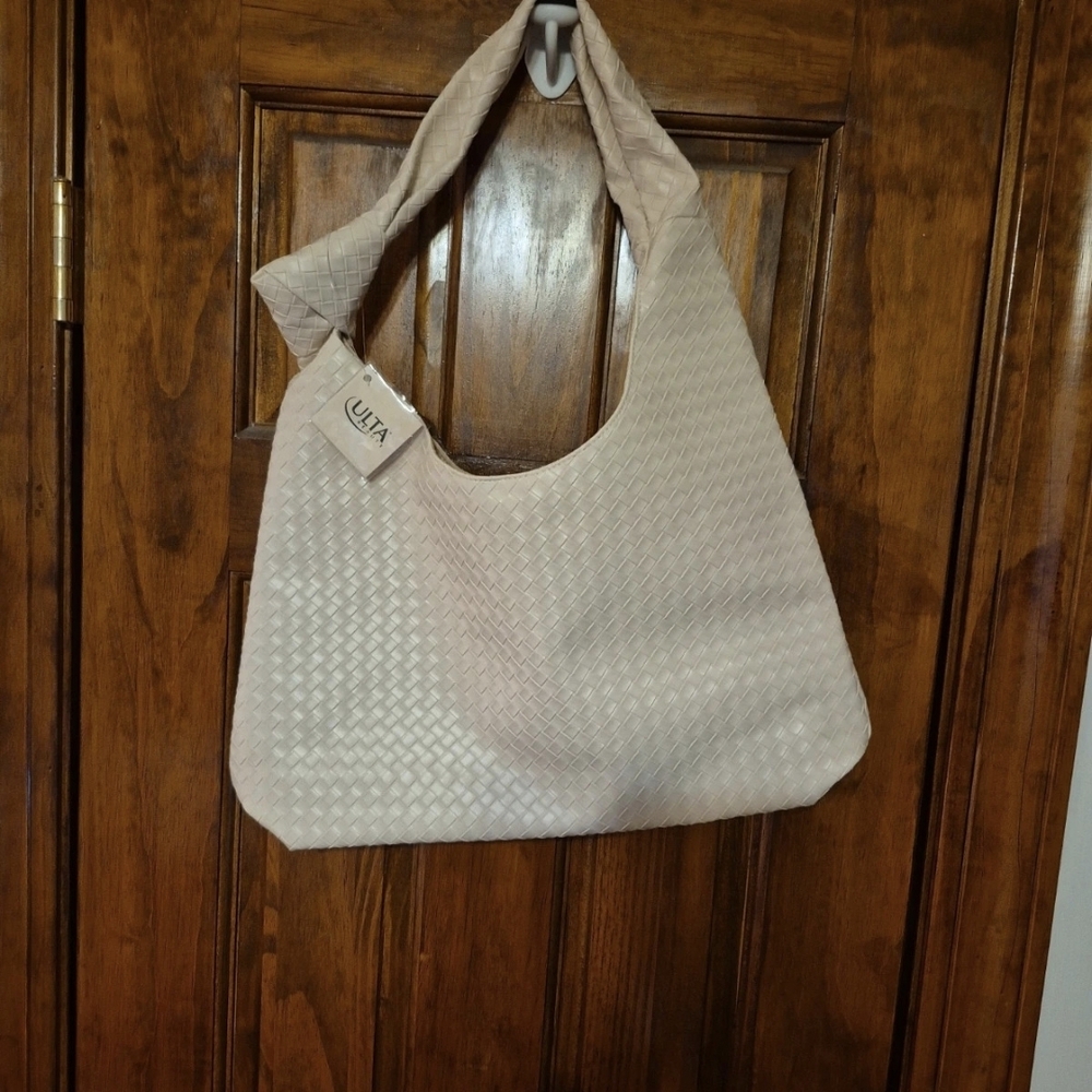 NWT ULTA Cream Woven Women's Bag Snap Closure